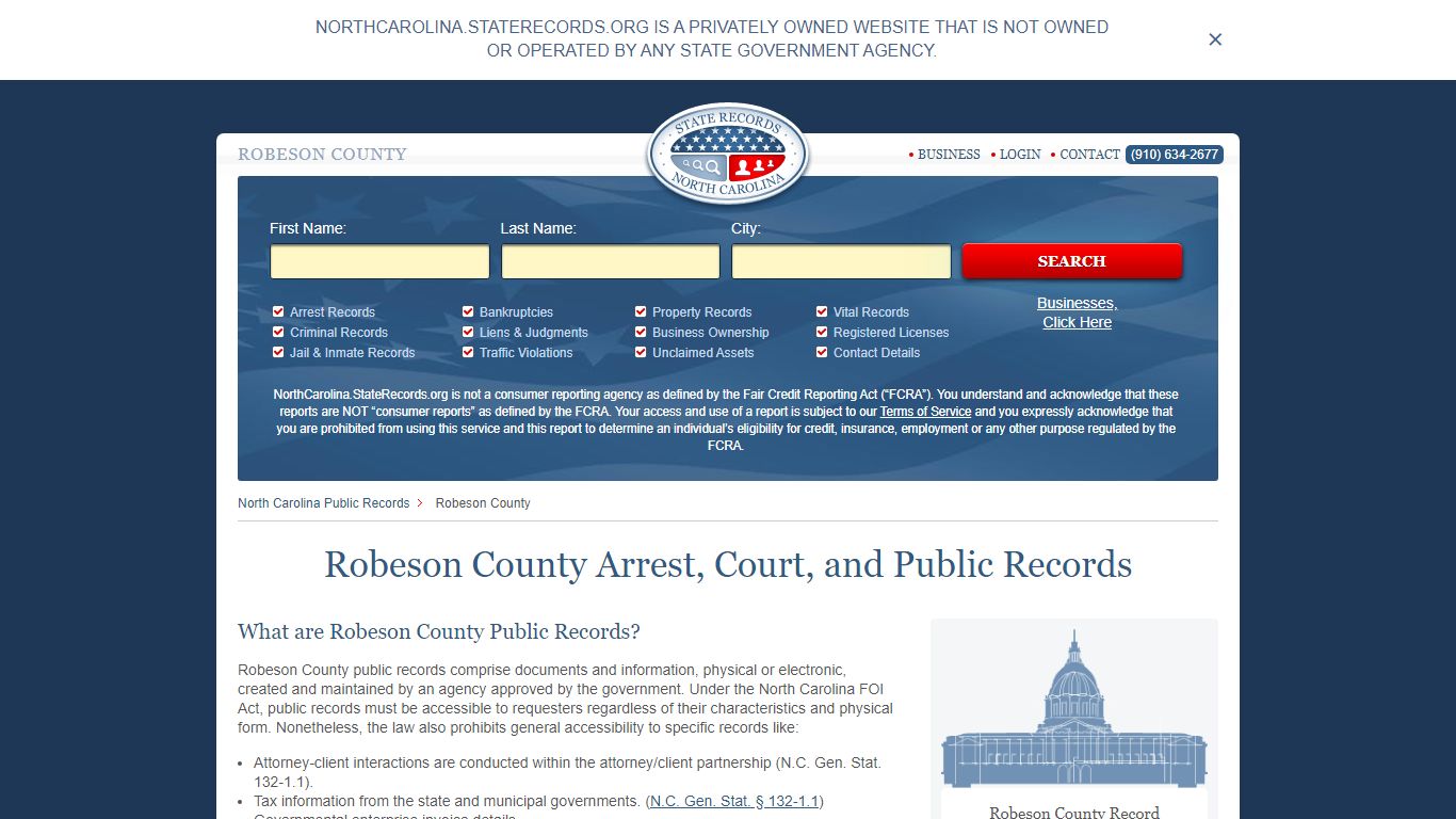 Robeson County Arrest, Court, and Public Records