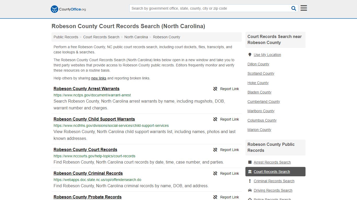 Robeson County Court Records Search (North Carolina) - County Office