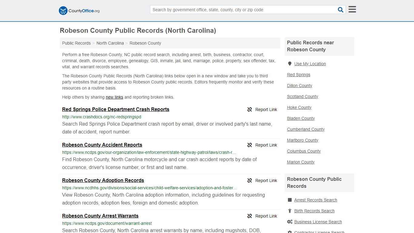 Robeson County Public Records (North Carolina) - County Office