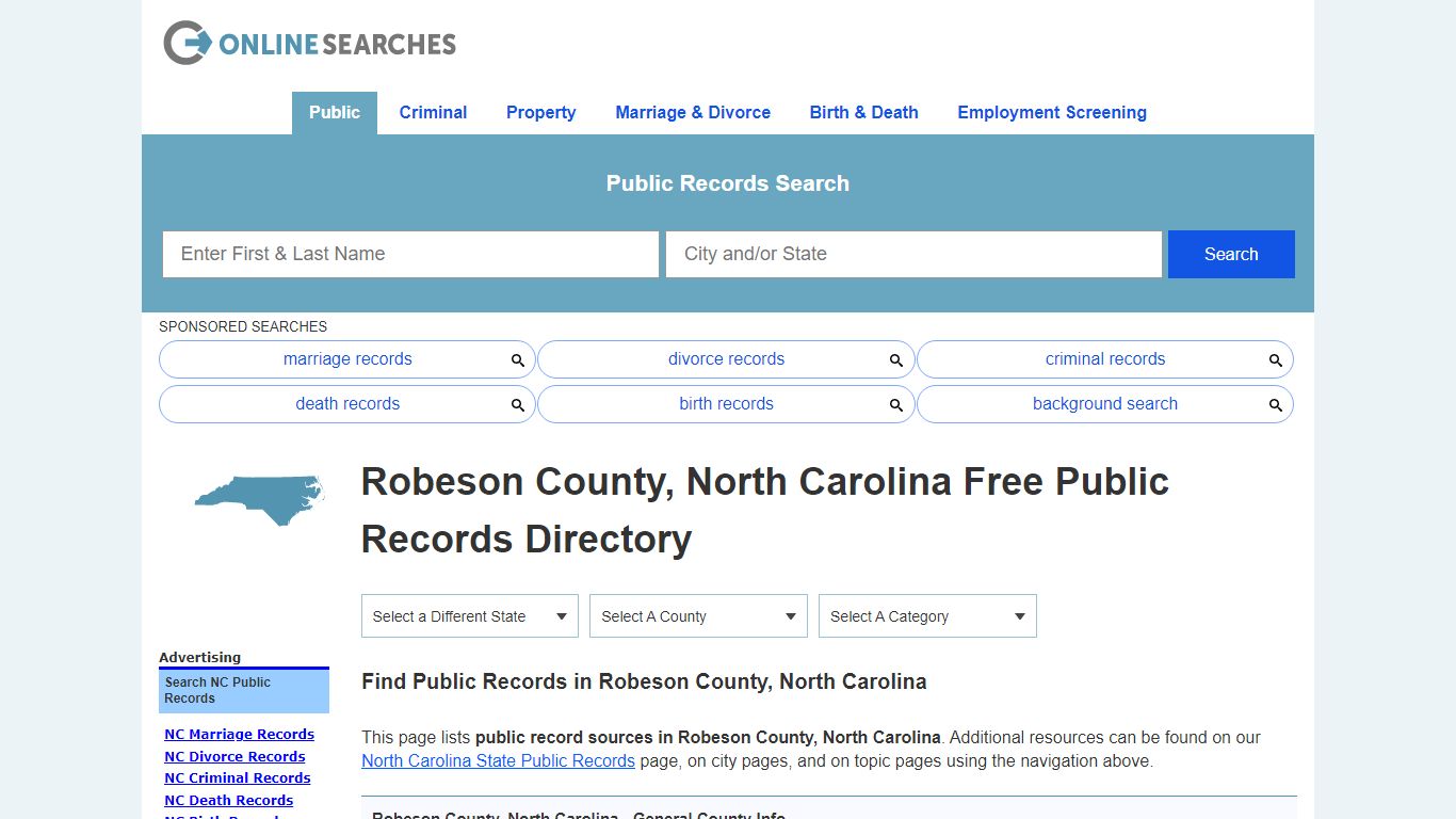 Robeson County, North Carolina Public Records Directory